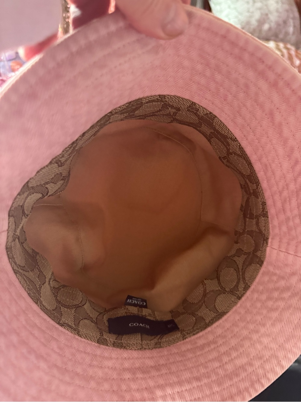 Coach Pink Canvas Bucket Hat with Signature Monogram Trim Never Worn - Picture 4 of 5